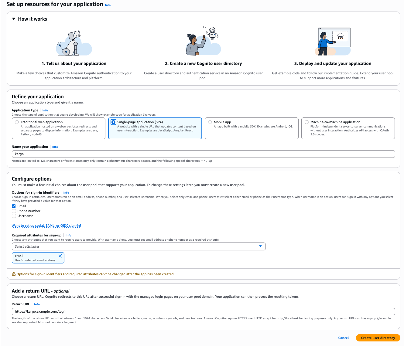 Create User Pool and App Client